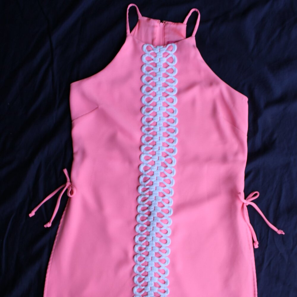 Lilly Pulitzer Pearl dress Romper shorts jumper Coral Guipure crochet lace 4 - Picture 5 of 9